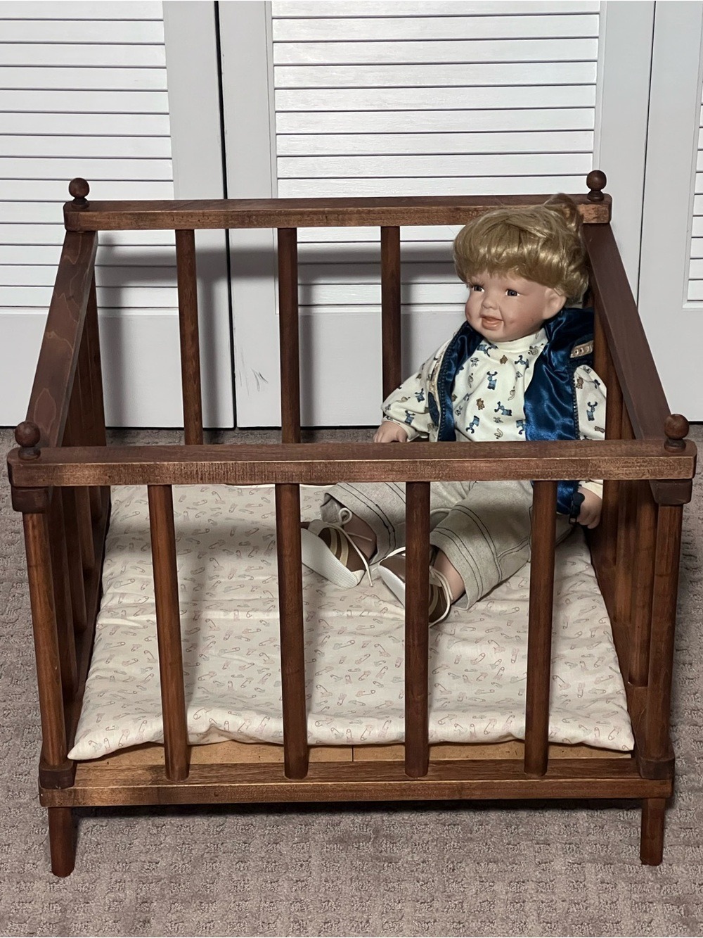 Vintage Doll Furniture Wooden Playpen Crib Excellent Condition